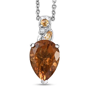 Doorbuster EverTrue Autumn Alexite, Multi Gemstone 5.35 ctw Pendant in Platinum Bond with Stainless Steel Necklace 20 Inches