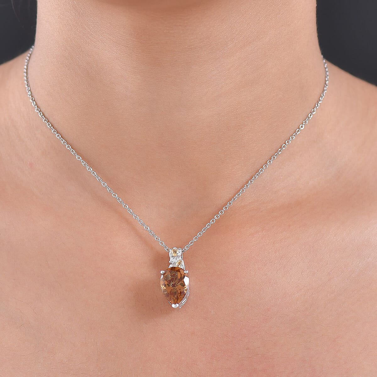 Doorbuster EverTrue Autumn Alexite, Multi Gemstone 5.35 ctw Pendant in Platinum Bond with Stainless Steel Necklace 20 Inches image number 2