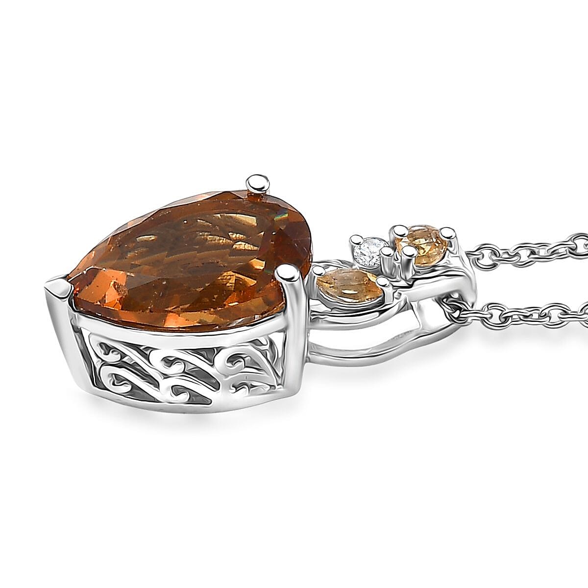 Doorbuster EverTrue Autumn Alexite, Multi Gemstone 5.35 ctw Pendant in Platinum Bond with Stainless Steel Necklace 20 Inches image number 3