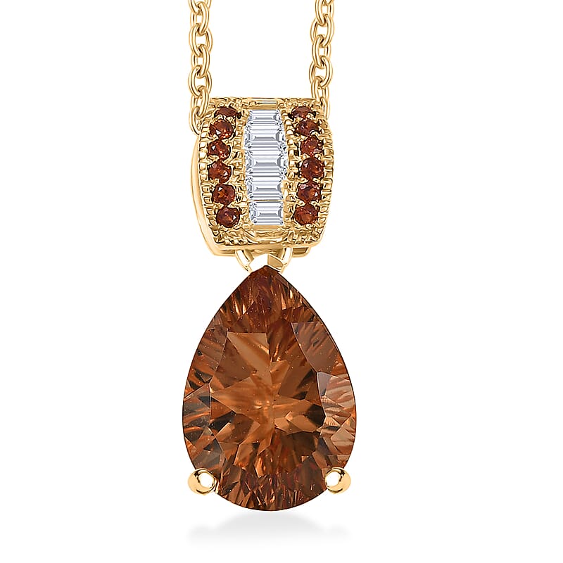 EverTrue Autumn Alexite and Multi Gemstone 5.50 ctw Pendant in 18K YG Plated with ION Plated YG Stainless Steel Necklace 20 Inches