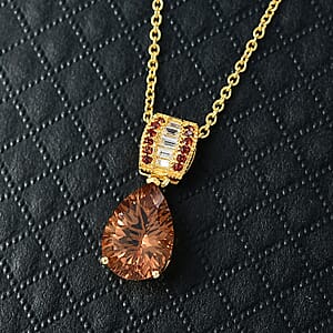 EverTrue Autumn Alexite and Multi Gemstone 5.50 ctw Pendant in 18K YG Plated with ION Plated YG Stainless Steel Necklace 20 Inches