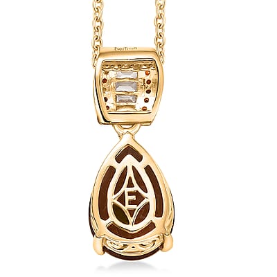EverTrue Autumn Alexite and Multi Gemstone 5.50 ctw Pendant in 18K YG Plated with ION Plated YG Stainless Steel Necklace 20 Inches
