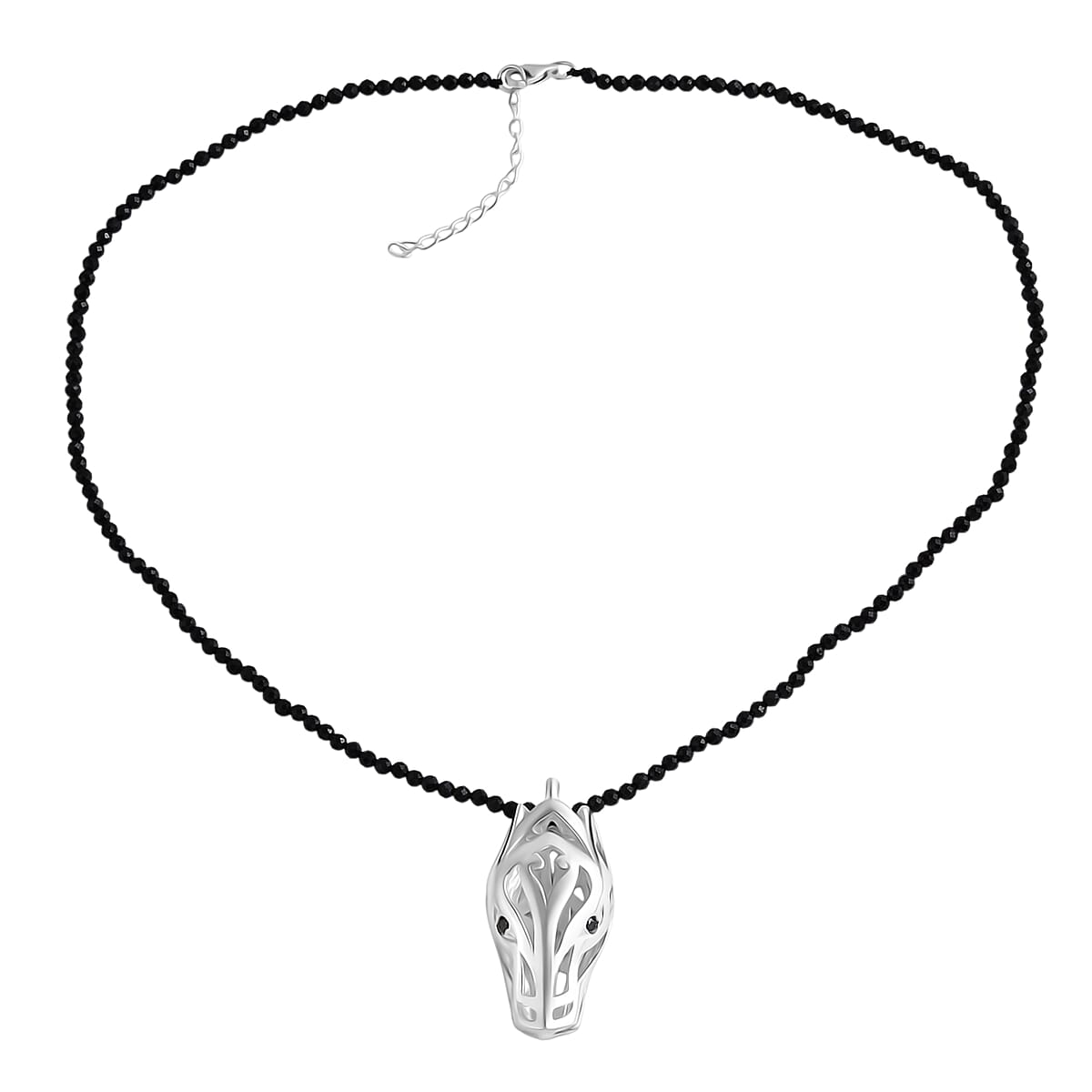 Doorbuster D'Joy Bali Legacy Thai Black Spinel 53.20 ctw Dragon Pendant with Beaded Necklace in Sterling Silver 20 Inches image number 0