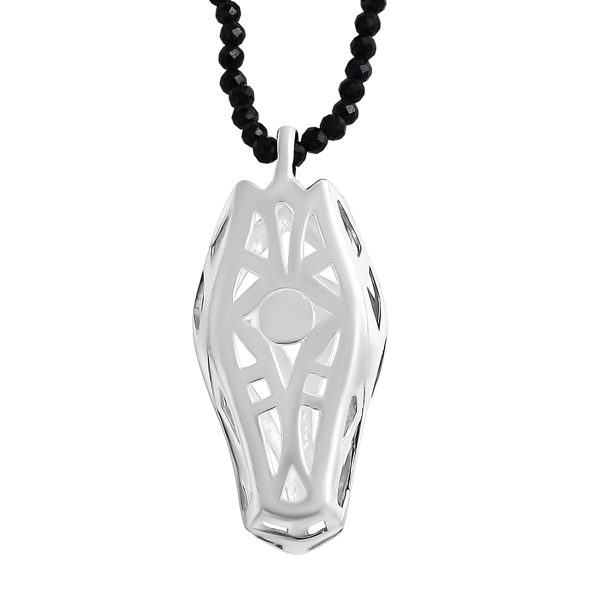 Doorbuster D'Joy Bali Legacy Thai Black Spinel 53.20 ctw Dragon Pendant with Beaded Necklace in Sterling Silver 20 Inches image number 4