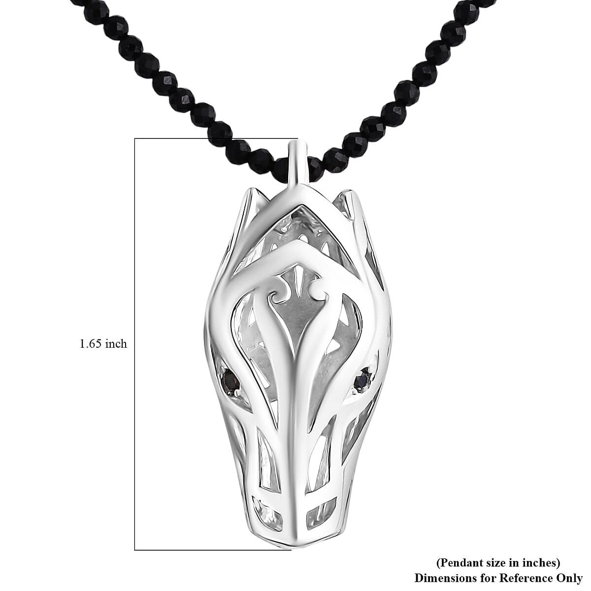 Doorbuster D'Joy Bali Legacy Thai Black Spinel 53.20 ctw Dragon Pendant with Beaded Necklace in Sterling Silver 20 Inches image number 5