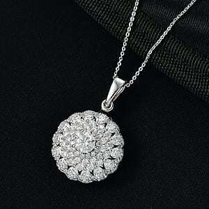 Doorbuster D'Joy Moissanite 4.40 ctw Ballerina Pendant Necklace in Rhodium Over Sterling Silver 20 Inches