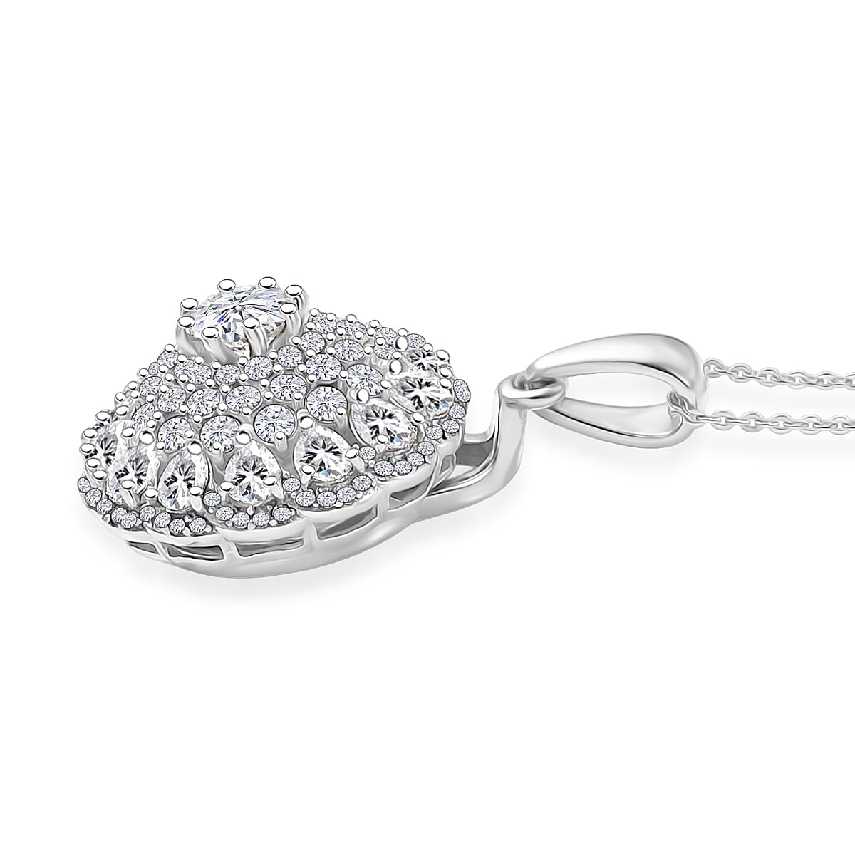 D'Joy Moissanite (Rnd 6mm) Pendant Necklace (20 Inches) in Rhodium Over Sterling Silver 4.40 ctw image number 3