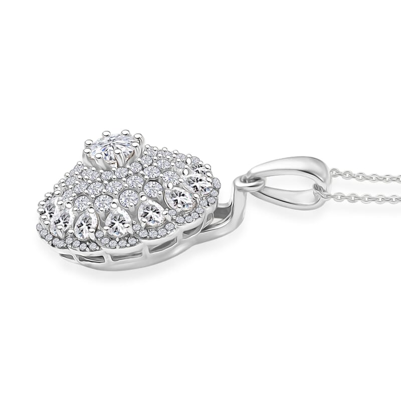 D'Joy Moissanite 4.40 ctw Ballerina Pendant Necklace in Rhodium Over Sterling Silver 20 Inches