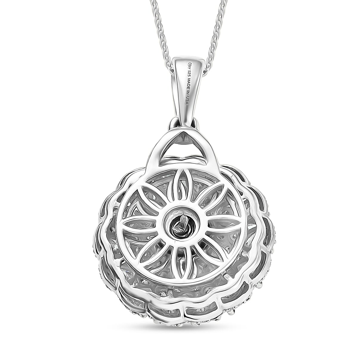 D'Joy Moissanite (Rnd 6mm) Pendant Necklace (20 Inches) in Rhodium Over Sterling Silver 4.40 ctw image number 4
