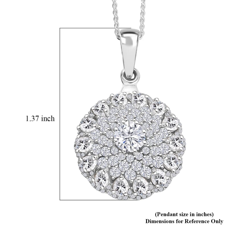 D'Joy Moissanite 4.40 ctw Ballerina Pendant Necklace in Rhodium Over Sterling Silver 20 Inches