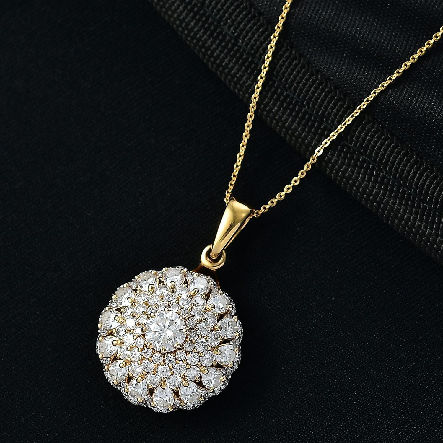 D'Joy Moissanite 4.40 ctw Ballerina Pendant Necklace in 18K Vermeil Yellow Gold Over Sterling Silver 20 Inches
