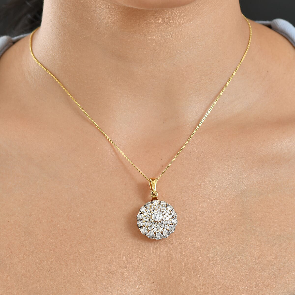 Doorbuster D'Joy Moissanite 4.40 ctw Ballerina Pendant Necklace in 18K Vermeil Yellow Gold Over Sterling Silver 20 Inches image number 2