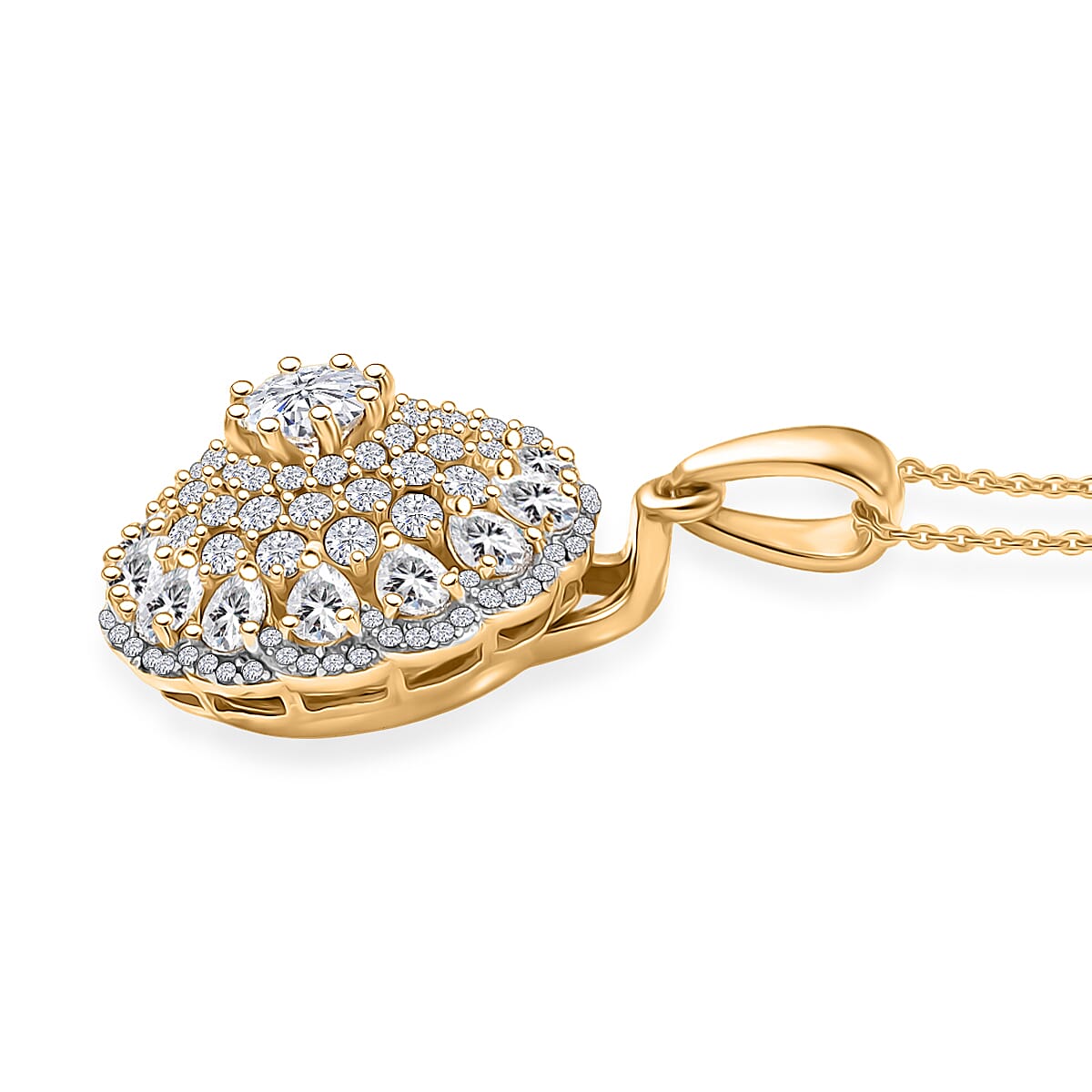 Doorbuster D'Joy Moissanite 4.40 ctw Ballerina Pendant Necklace in 18K Vermeil Yellow Gold Over Sterling Silver 20 Inches image number 3