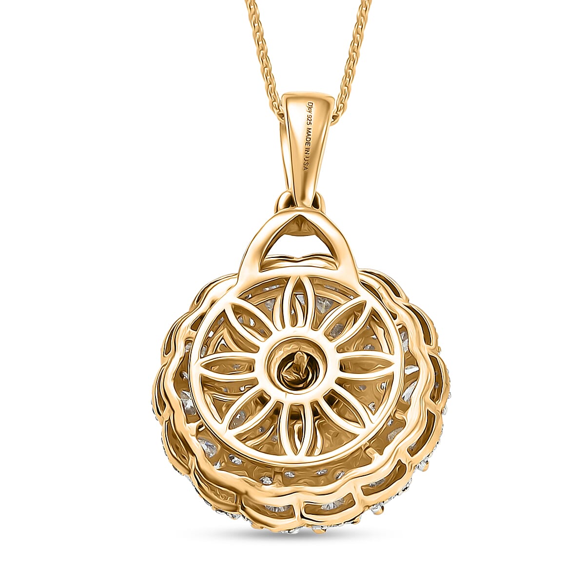 D'Joy Moissanite 4.40 ctw Ballerina Pendant Necklace in 18K Vermeil Yellow Gold Over Sterling Silver 20 Inches
