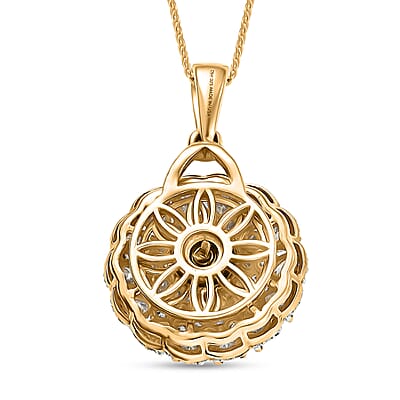 D'Joy Moissanite 4.40 ctw Ballerina Pendant Necklace in 18K Vermeil Yellow Gold Over Sterling Silver 20 Inches