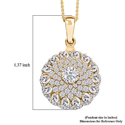 D'Joy Moissanite 4.40 ctw Ballerina Pendant Necklace in 18K Vermeil Yellow Gold Over Sterling Silver 20 Inches