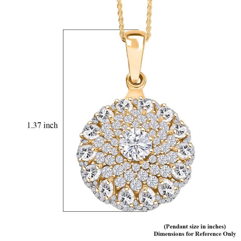 D'Joy Moissanite 4.40 ctw Ballerina Pendant Necklace in 18K Vermeil Yellow Gold Over Sterling Silver 20 Inches