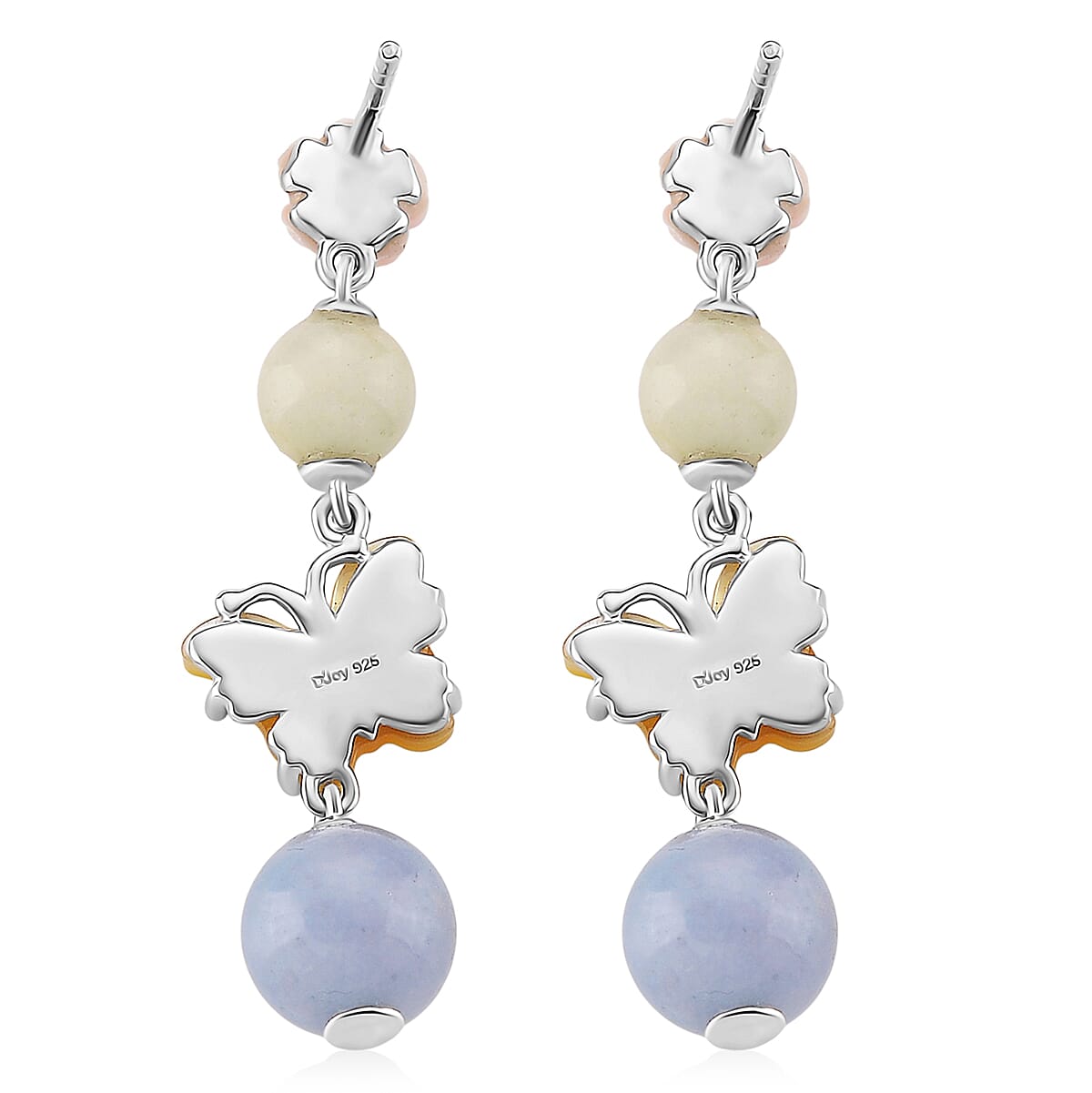 D'Joy Multi Color Mother of Pearl, Multi Beryl 78.00 ctw Bracelet (6.50-8.50In) and Earrings in Rhodium Over Sterling Silver
