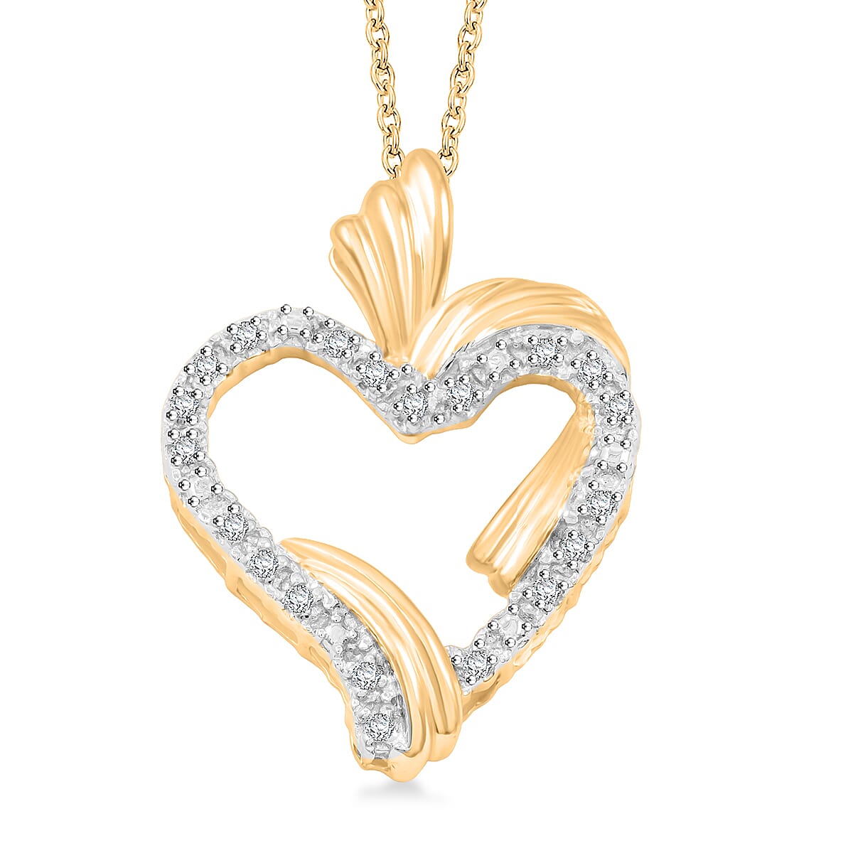 White Diamond 0.20 ctw Pendant Necklace in 14K Yellow Gold Over Sterling Silver 18 Inches image number 0