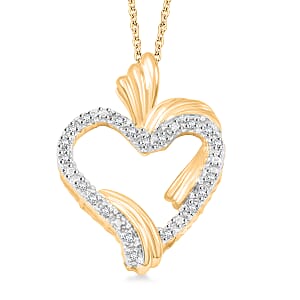 White Diamond 0.20 ctw Pendant Necklace in 14K Yellow Gold Over Sterling Silver 18 Inches