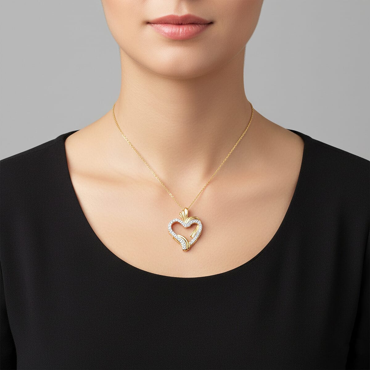 White Diamond 0.20 ctw Pendant Necklace in 14K Yellow Gold Over Sterling Silver 18 Inches image number 2