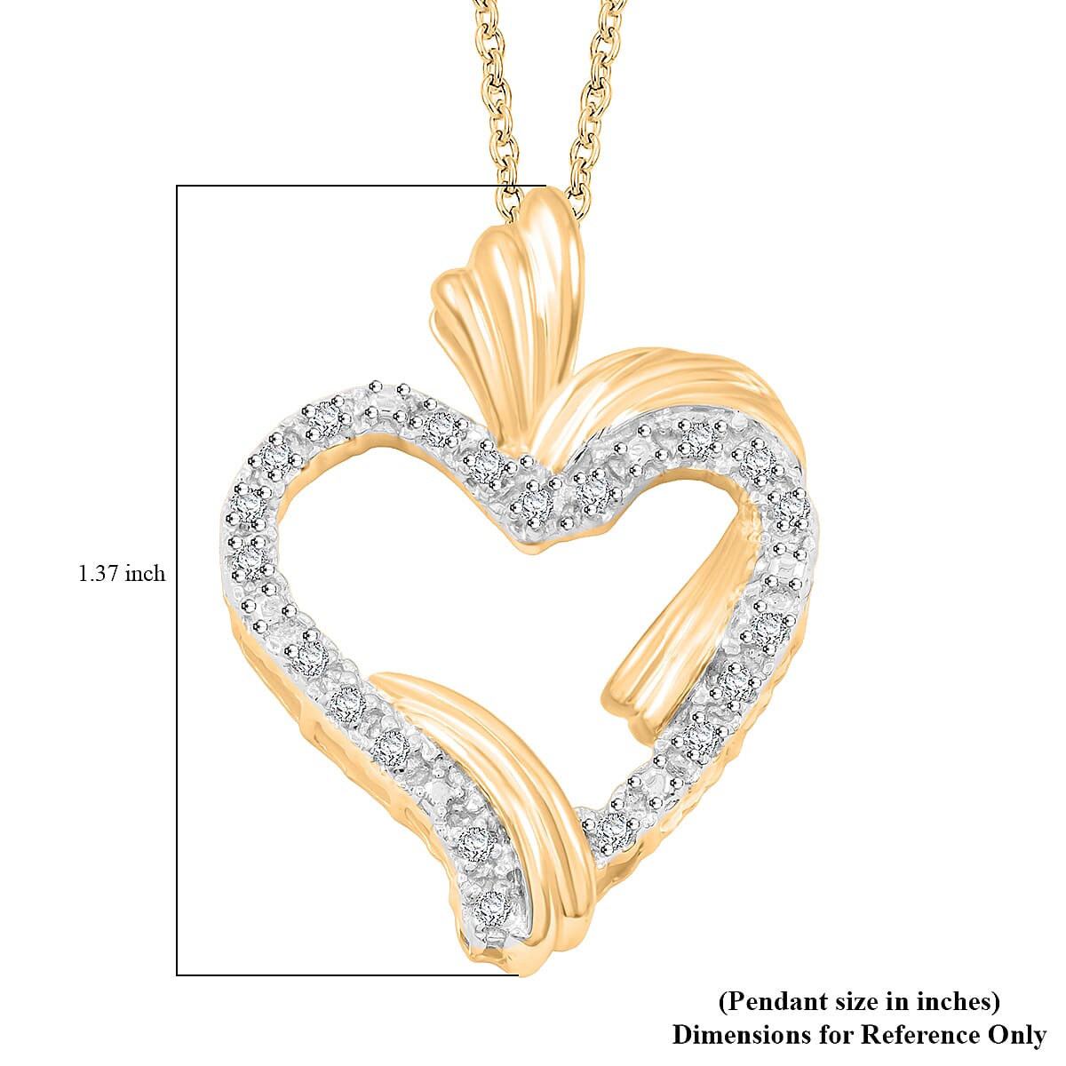 White Diamond Heart Pendant Necklace in 14K YG Over Sterling Silver 0.20 ctw (18 Inches)