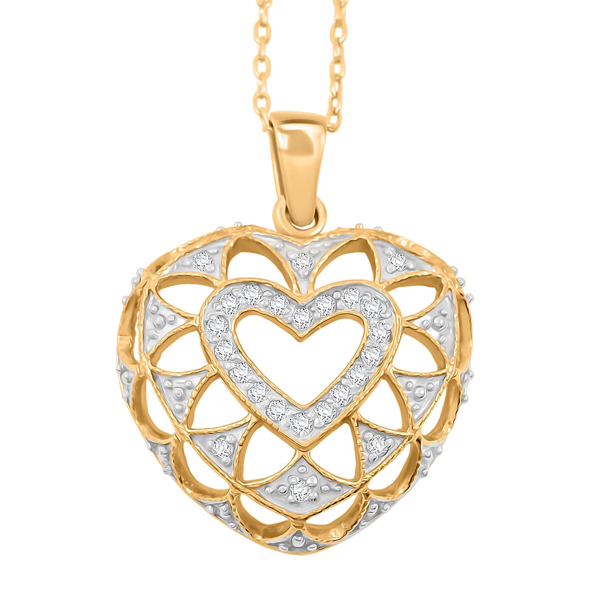 White Diamond 0.20 ctw Pendant Necklace in 14K Yellow Gold Over Sterling Silver 18 Inches image number 0