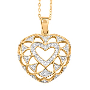 White Diamond 0.20 ctw Pendant Necklace in 14K Yellow Gold Over Sterling Silver 18 Inches