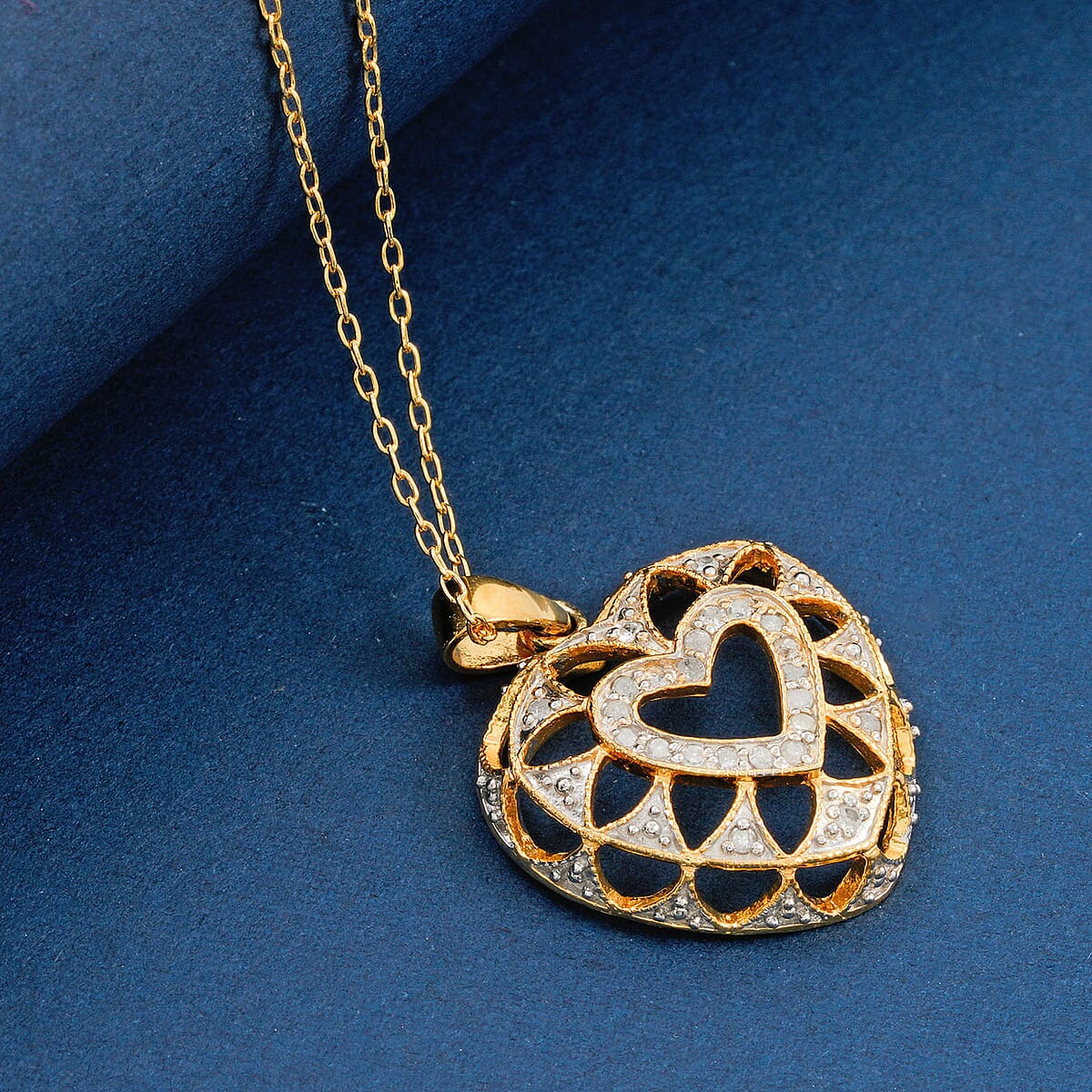 White Diamond 0.20 ctw Pendant Necklace in 14K Yellow Gold Over Sterling Silver 18 Inches image number 1