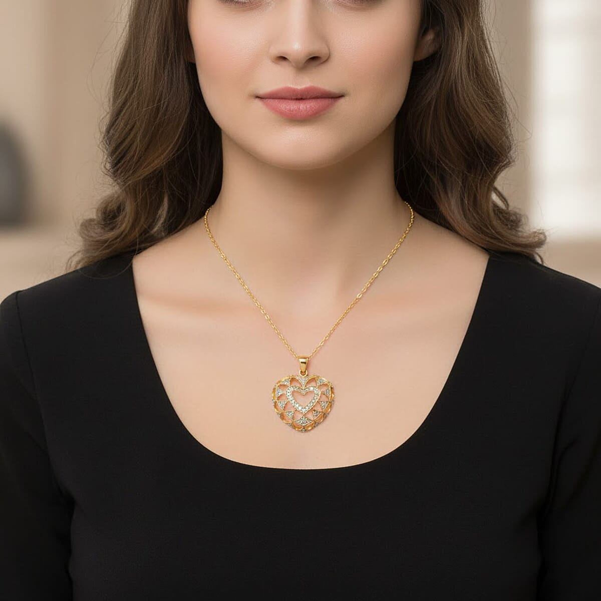 White Diamond 0.20 ctw Pendant Necklace in 14K Yellow Gold Over Sterling Silver 18 Inches image number 2