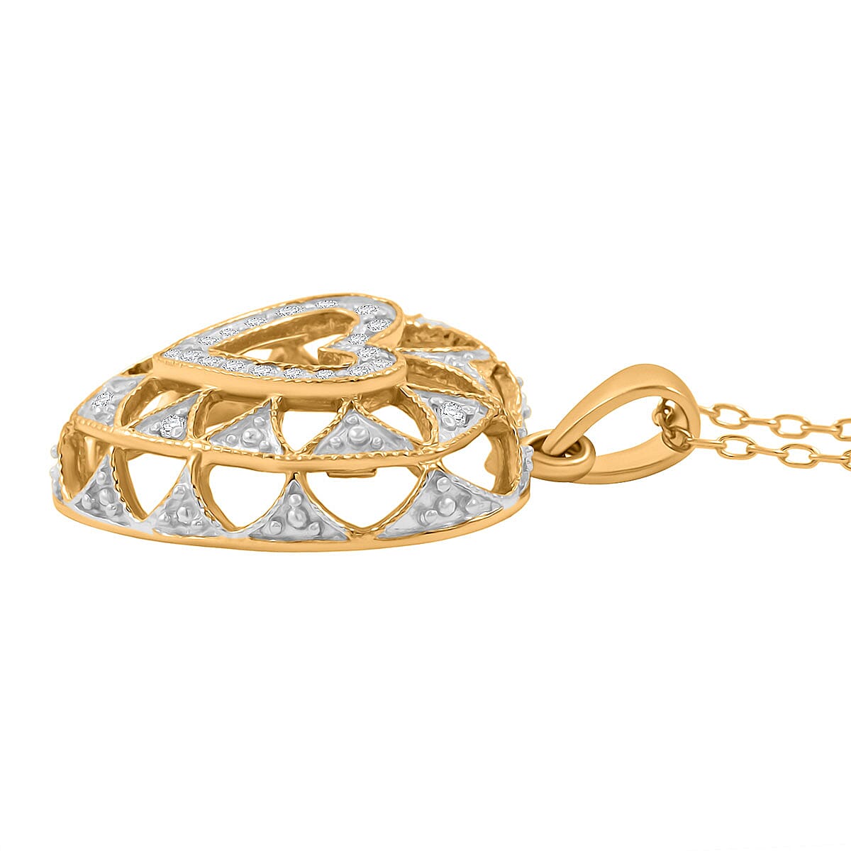 White Diamond 0.20 ctw Pendant Necklace in 14K Yellow Gold Over Sterling Silver 18 Inches image number 3