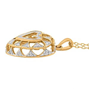 White Diamond Infinity Heart Pendant Necklace in 14K YG Over Sterling Silver 0.20 ctw (18 Inches)