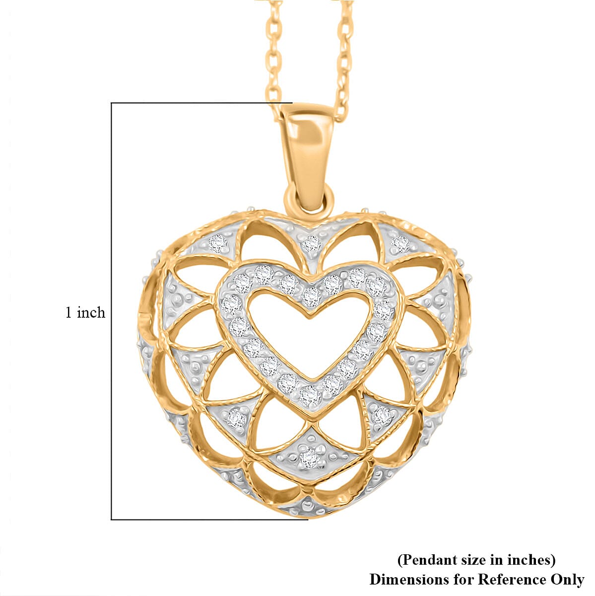 White Diamond 0.20 ctw Pendant Necklace in 14K Yellow Gold Over Sterling Silver 18 Inches image number 5