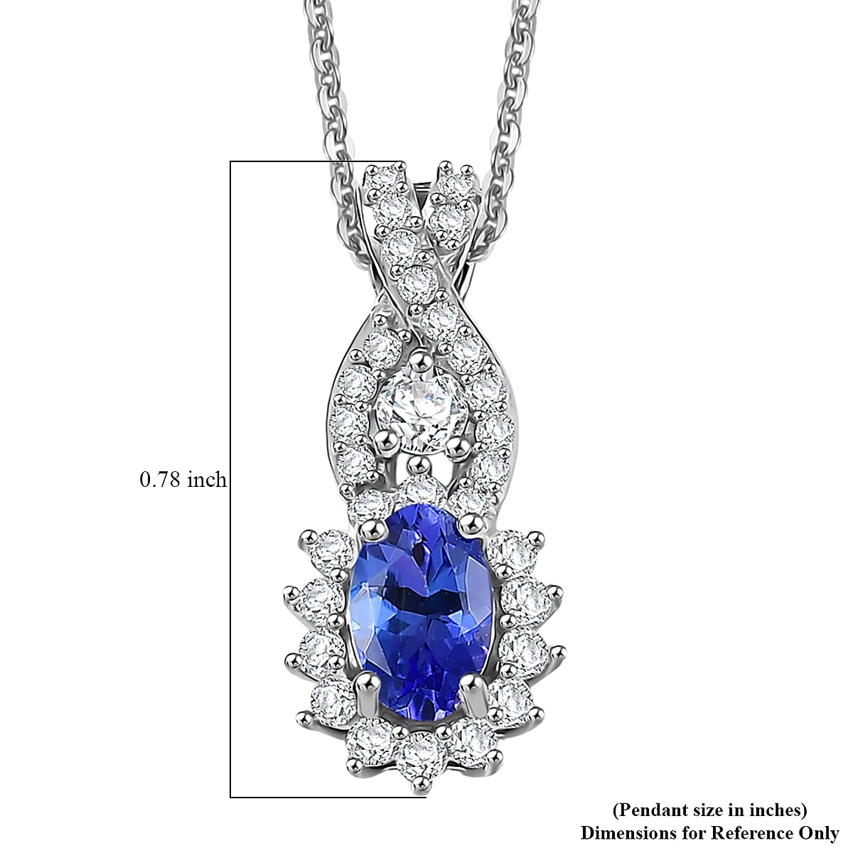 D'Joy AAA Tanzanite and Moissanite 0.85 ctw Twilight Grace Pendant Necklace in Rhodium Over Sterling Silver 20 Inches image number 6