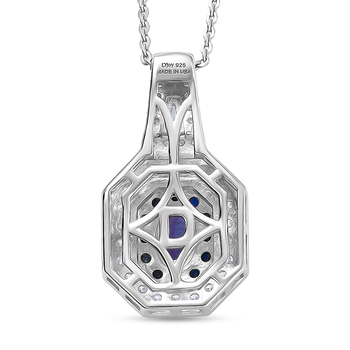 D'Joy AAA Tanzanite and Multi Gemstone 1.30 ctw Royale Halo Pendant Necklace in Rhodium Over Sterling Silver 20 Inches image number 4