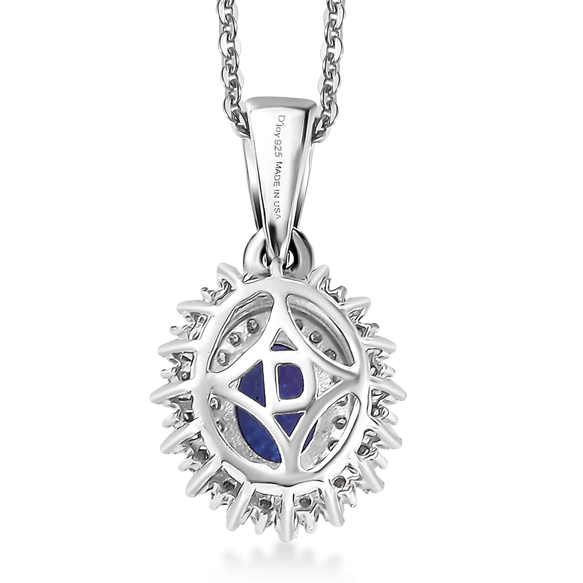 D'Joy AAA Tanzanite and Diamond 1.10 ctw Twilight Burst Pendant Necklace in Rhodium Over Sterling Silver 20 Inches image number 4