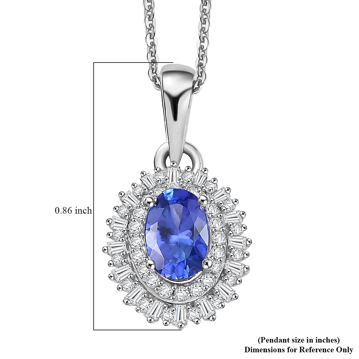D'Joy AAA Tanzanite and Diamond 1.10 ctw Twilight Burst Pendant Necklace in Rhodium Over Sterling Silver 20 Inches image number 6