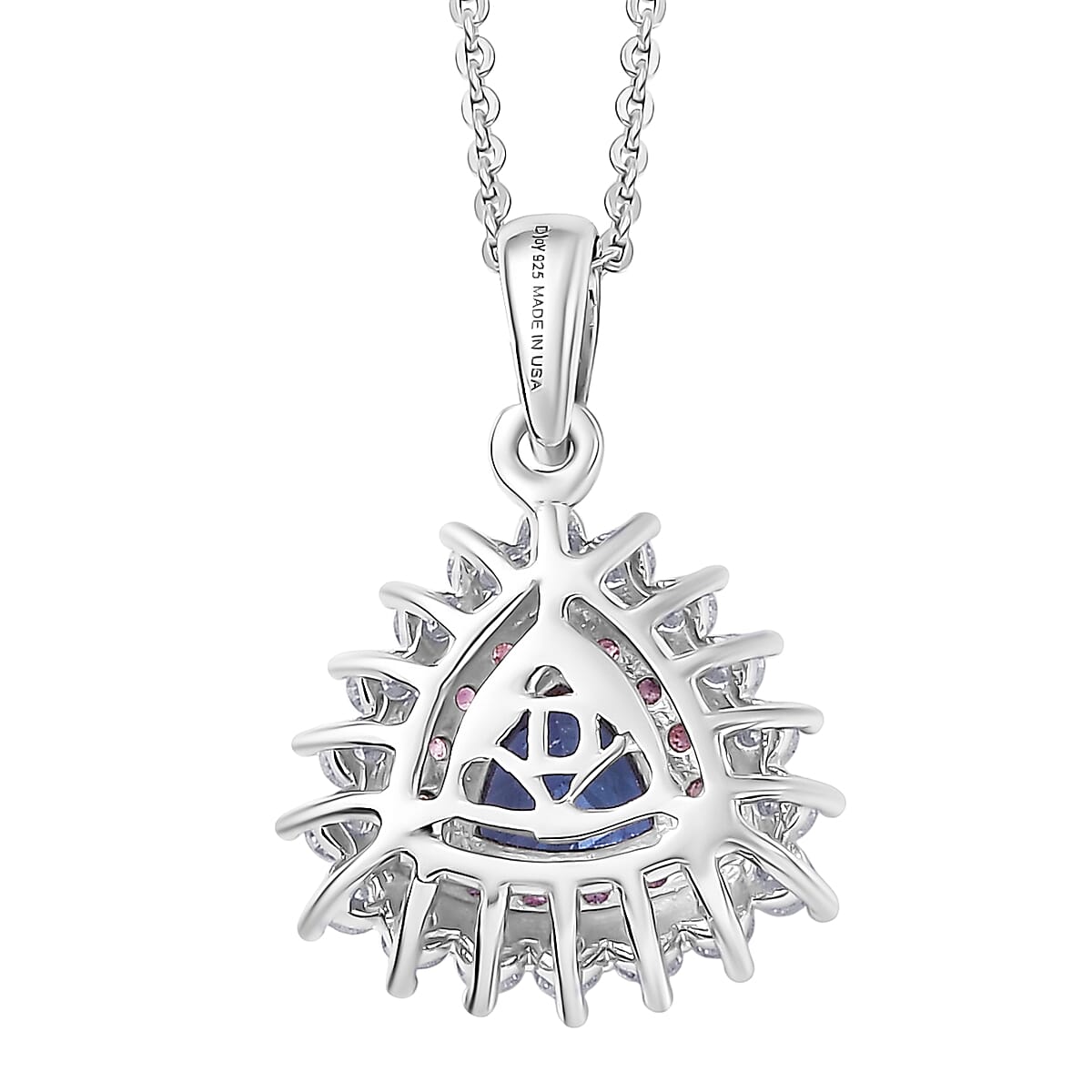D'Joy AAA Tanzanite, Multi Gemstone Pendant Necklace in Rhodium Over Sterling Silver 1.60 ctw (20 Inches) image number 4