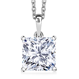 Princess Cut Luxuriant Lab Grown Diamond E-F VS 3.00 ctw Solitaire Pendant in 950 Palladium with 10K White Gold Necklace 20 Inches (Del. in 10-12 Days) 