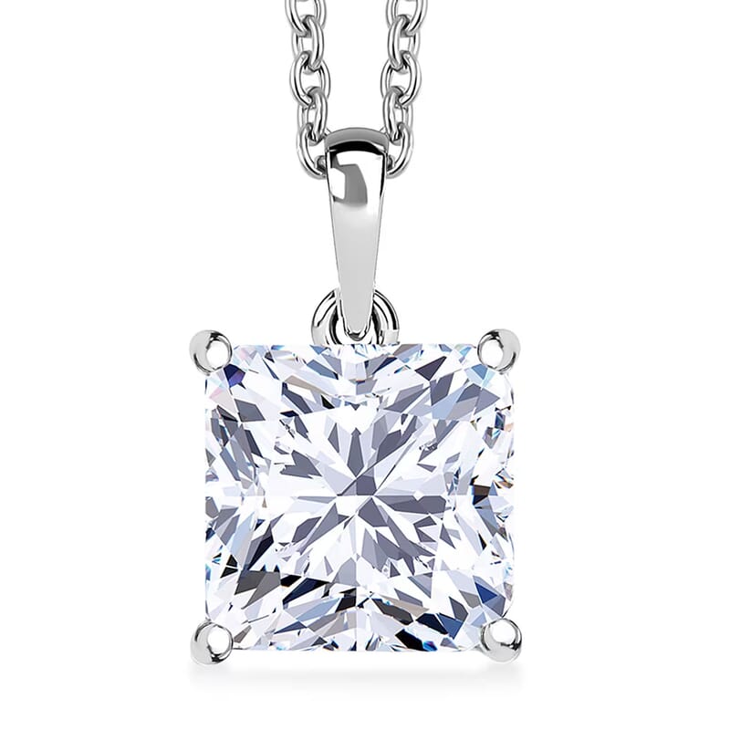Luxuriant Princess Cut Lab Grown Diamond Solitaire Pendant in 950 Palladium with 10K White Gold Necklace 3.00 ctw (20 Inches) (E-F, VS)