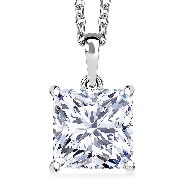 Luxuriant Princess Cut Lab Grown Diamond Solitaire Pendant in 950 Palladium with 10K White Gold Necklace 3.00 ctw (20 Inches) (E-F, VS)