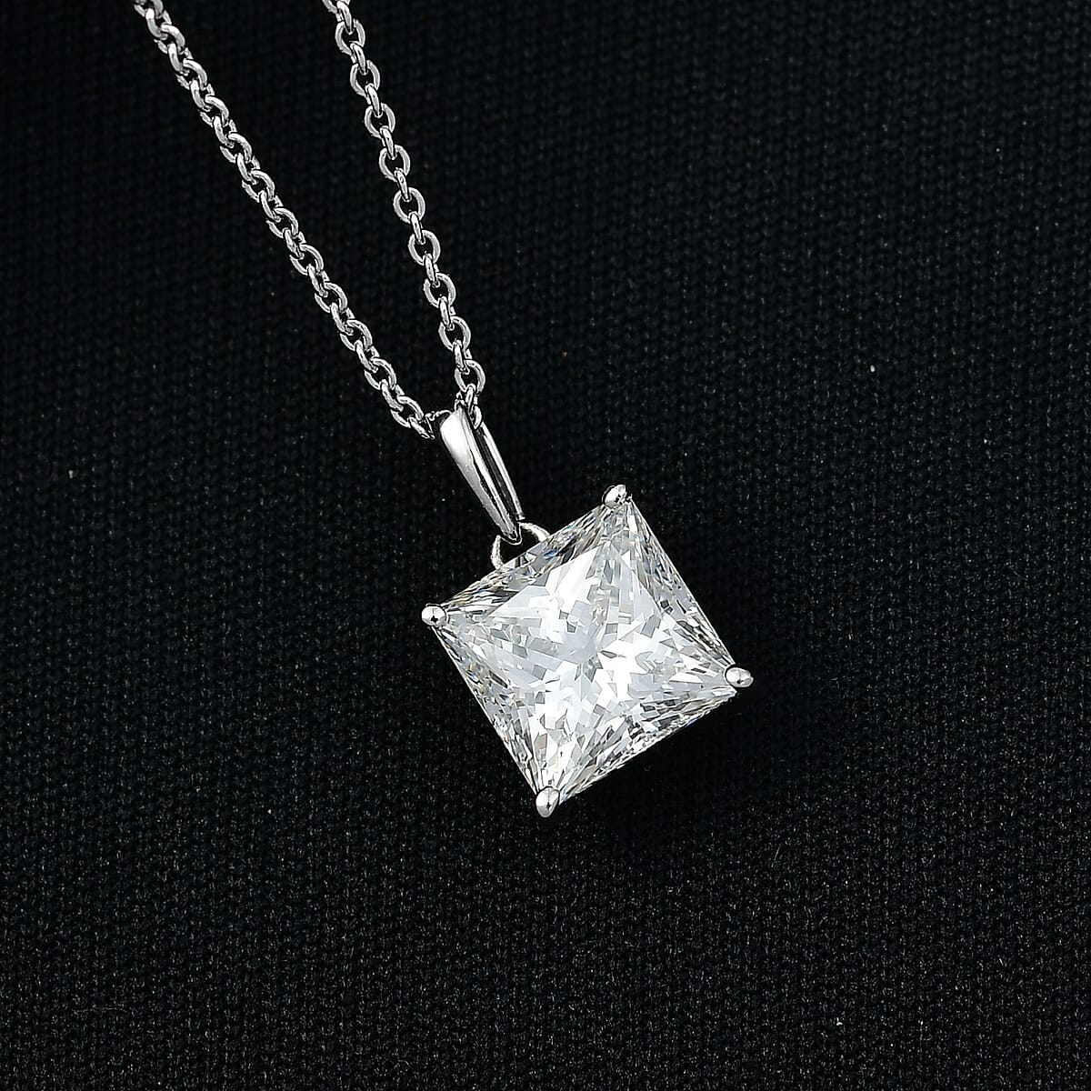 Luxuriant Princess Cut Lab Grown Diamond Solitaire Pendant in 950 Palladium with 10K White Gold Necklace 3.00 ctw (20 Inches) (E-F, VS) image number 1