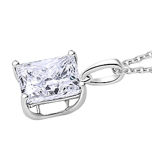 Luxuriant Princess Cut Lab Grown Diamond Solitaire Pendant in 950 Palladium with 10K White Gold Necklace 3.00 ctw (20 Inches) (E-F, VS)