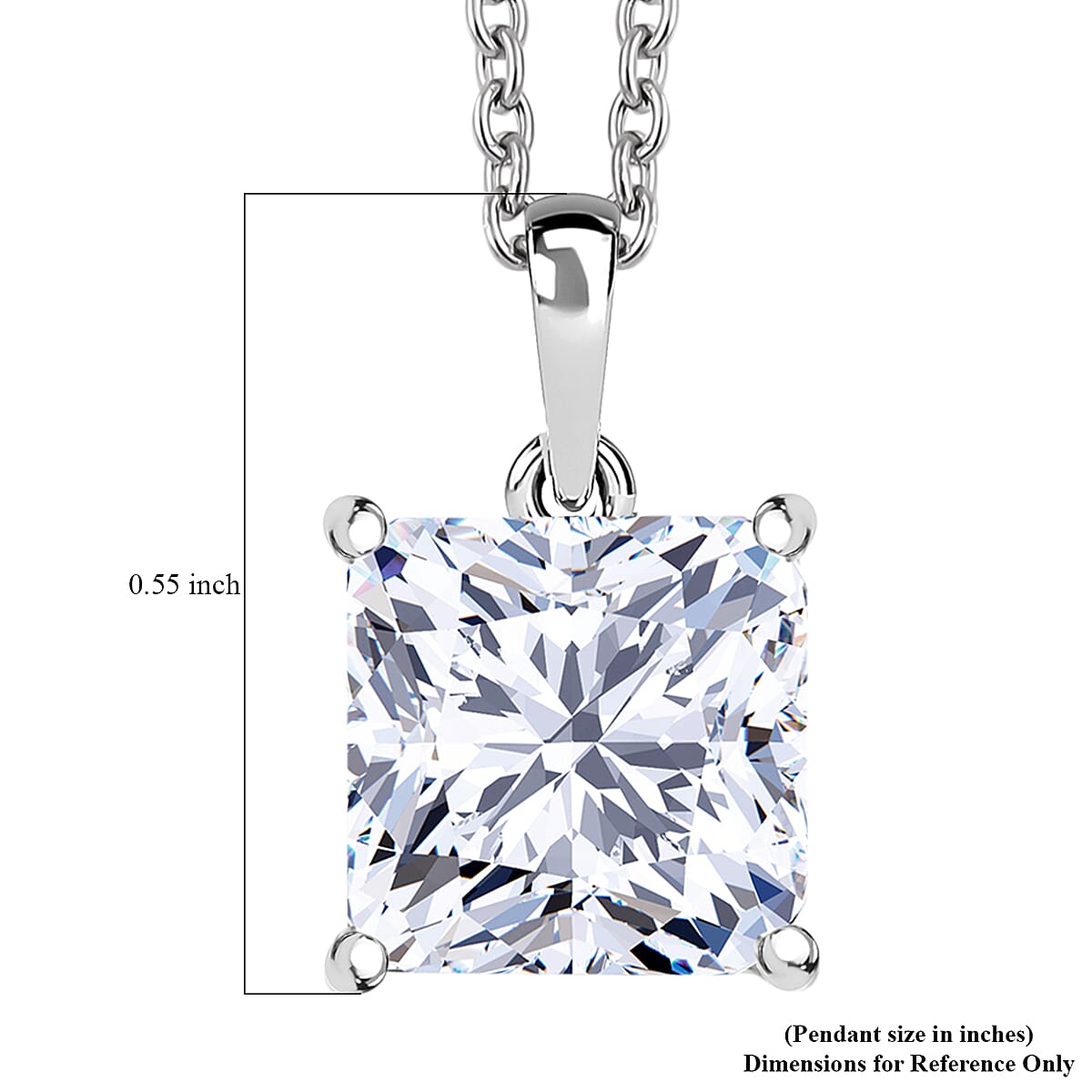 Luxuriant Princess Cut Lab Grown Diamond Solitaire Pendant in 950 Palladium with 10K White Gold Necklace 3.00 ctw (20 Inches) (E-F, VS) image number 5