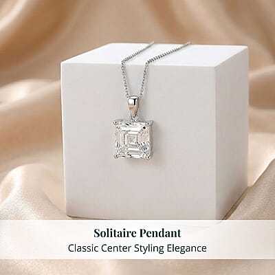 Luxuriant Princess Cut Lab Grown Diamond Solitaire Pendant in 950 Palladium with 10K White Gold Necklace 3.00 ctw (20 Inches) (E-F, VS)