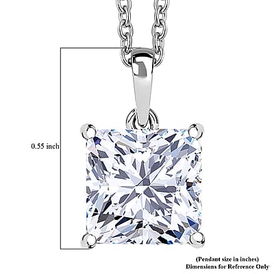 Luxuriant Princess Cut Lab Grown Diamond Solitaire Pendant in 950 Palladium with 10K White Gold Necklace 3.00 ctw (20 Inches) (E-F, VS)