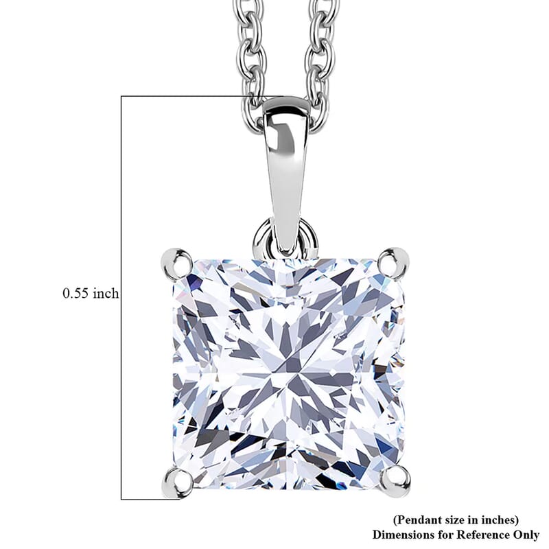 Luxuriant Princess Cut Lab Grown Diamond Solitaire Pendant in 950 Palladium with 10K White Gold Necklace 3.00 ctw (20 Inches) (E-F, VS)