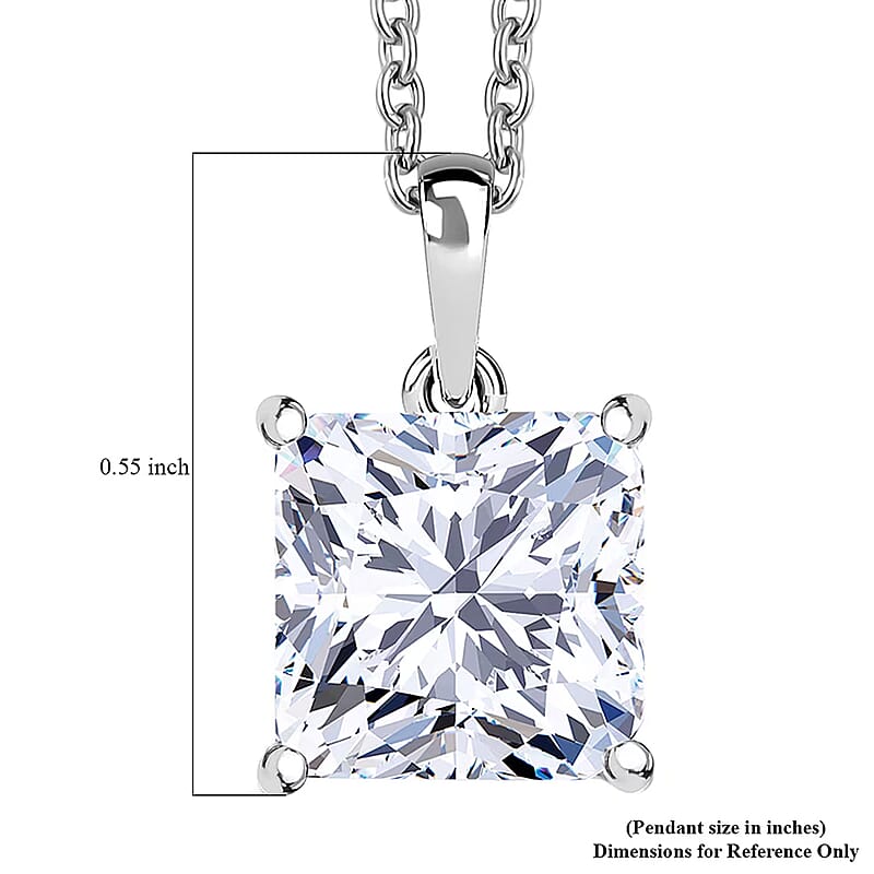 Luxuriant Princess Cut Lab Grown Diamond Solitaire Pendant in 950 Palladium with 10K White Gold Necklace 3.00 ctw (20 Inches) (E-F, VS)