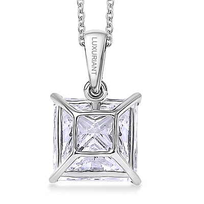 Luxuriant Princess Cut Lab Grown Diamond Solitaire Pendant in 950 Palladium with 10K White Gold Necklace 3.00 ctw (20 Inches) (E-F, VS)