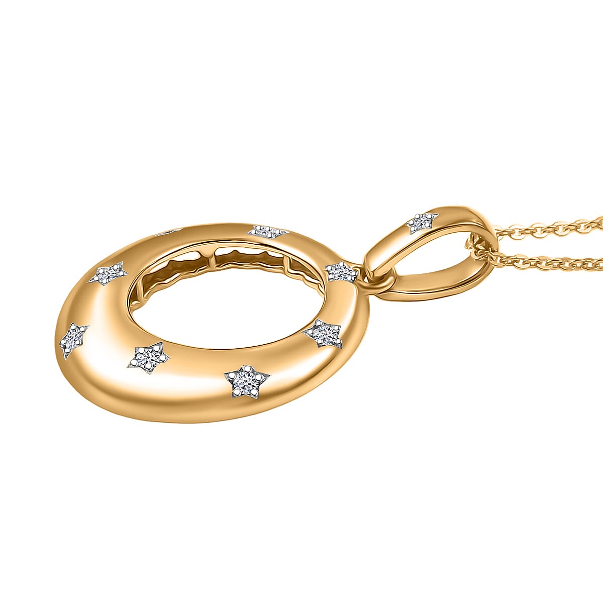 Luxuriant Lab Grown Diamond G-H SI 0.15 ctw Pendant Necklace in 14K Vermeil Yellow Gold Over Sterling Silver 20 Inches image number 3